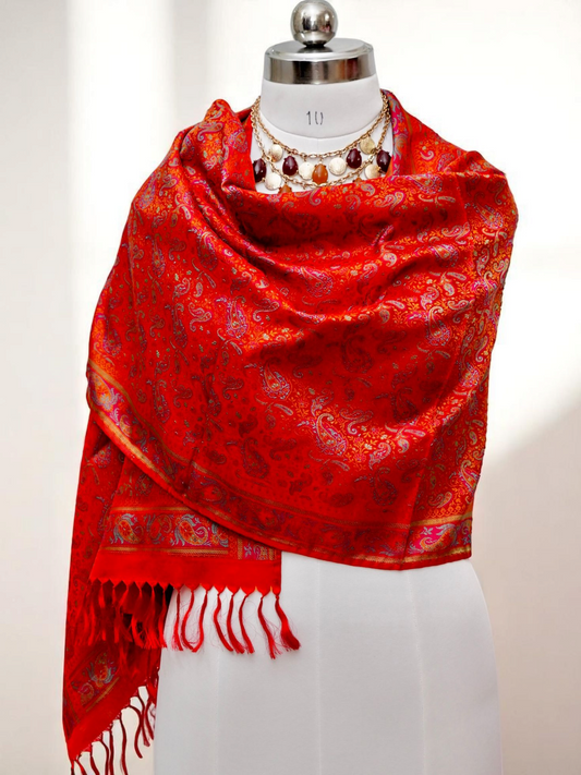 Adishakti – The Flame of the Divine Feminine | Banarasi Pure Silk Stole/ Scarf/ Shawl