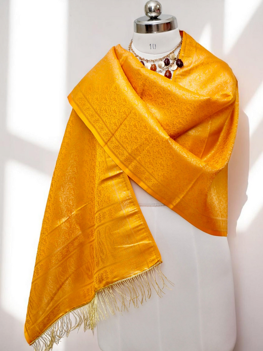 Bhāskari – The Radiance of the Sun
Handwoven Katan Silk Brocade Stole / Scarf / Shawl
