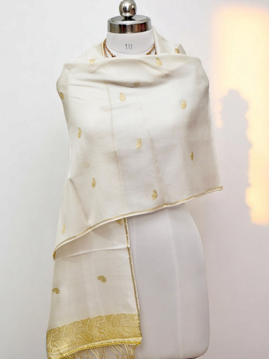 Ira – The Grace of the Earth |
Banarasi Brocade Stole in Pure Mulberry Katan Silk with Zari Work
