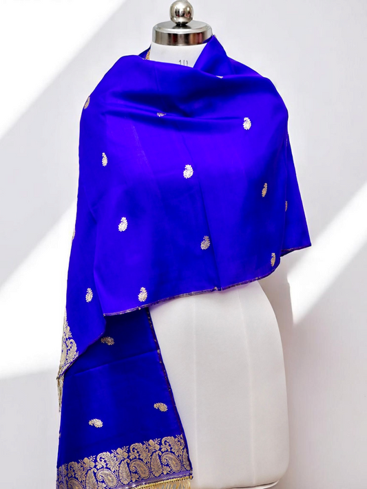 Neelambara – The Drape of the Infinite Sky |
Banarasi Brocade Stole in Pure Mulberry Katan Silk & Zari