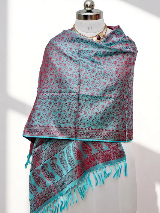 Meghavarna – The Mist of Divine Serenity | Banarasi Pure Silk Stole/ Scarf/ Shawl