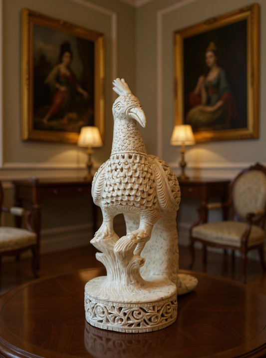 Hridaya Mayur – The Soulful Stone Peacock| Varanasi Stone Carving (GI Tagged)