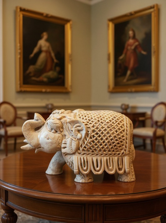 Antarvasin Gajraaj – The Inner Grace| Varanasi Stone Carving (GI Tagged)