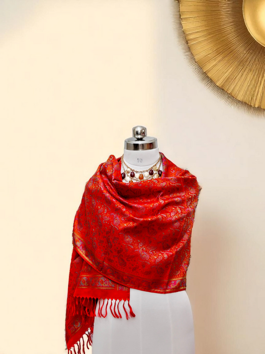 
Adishakti – pure Jamawar silk stole from Varanasi, woven with earthy elegance and heritage motifs