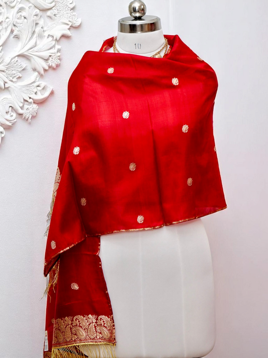 Rohinī – pure mulberry Katan silk stole from Varanasi, inspired by moonlit elegance