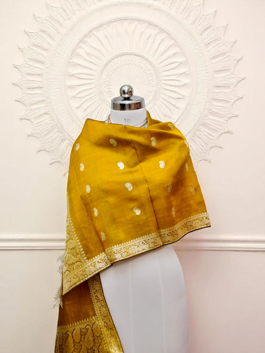 Sūryalekha – pure mulberry silk stole from Varanasi, radiant and soft like sunlight
