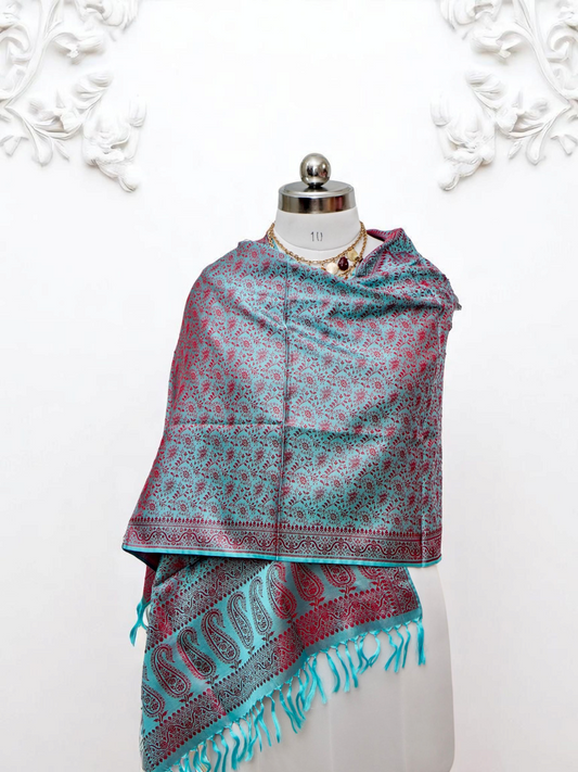 Meghavarna – pure Jamawar silk stole from Varanasi, woven in deep, cloud-toned elegance