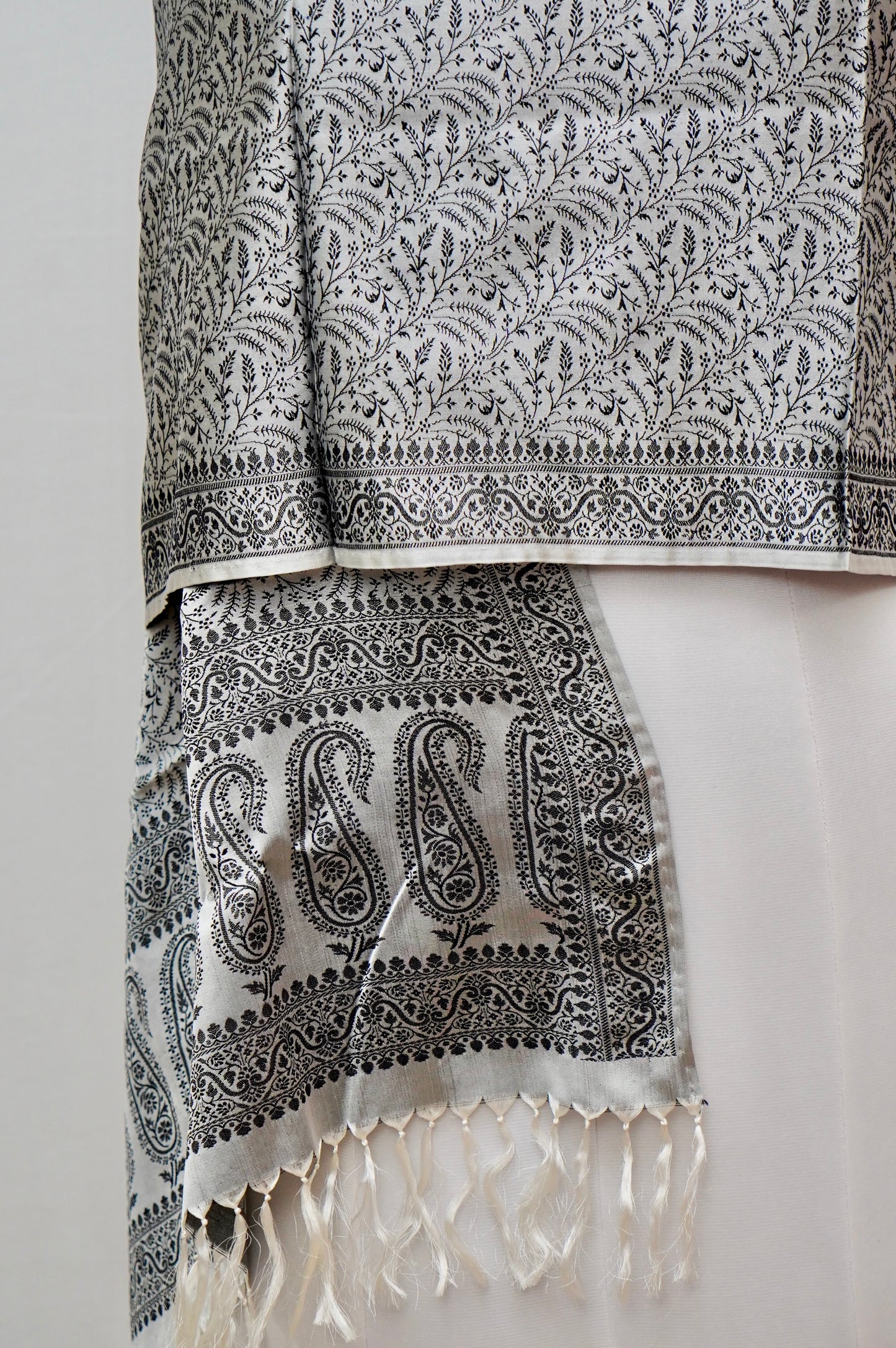  Shwetark – The Moonlit Mind | Banarasi Pure Silk Stole/Scarf/ Shawl