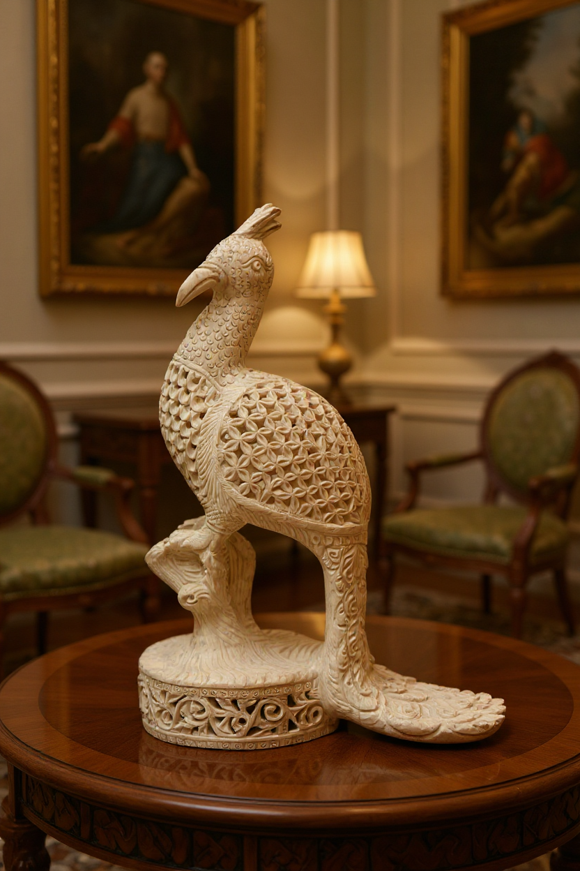 Hridaya Mayur – The Soulful Stone Peacock| Varanasi Stone Carving (GI Tagged)